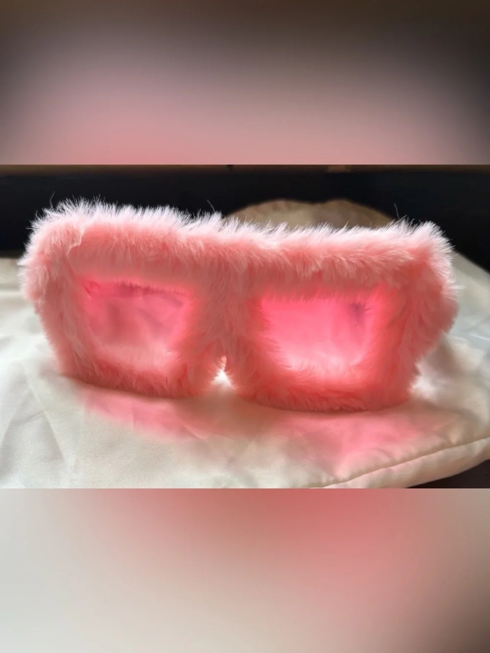 Pink Faux-Fur Square Frame Sunglasses - , Women Accessories